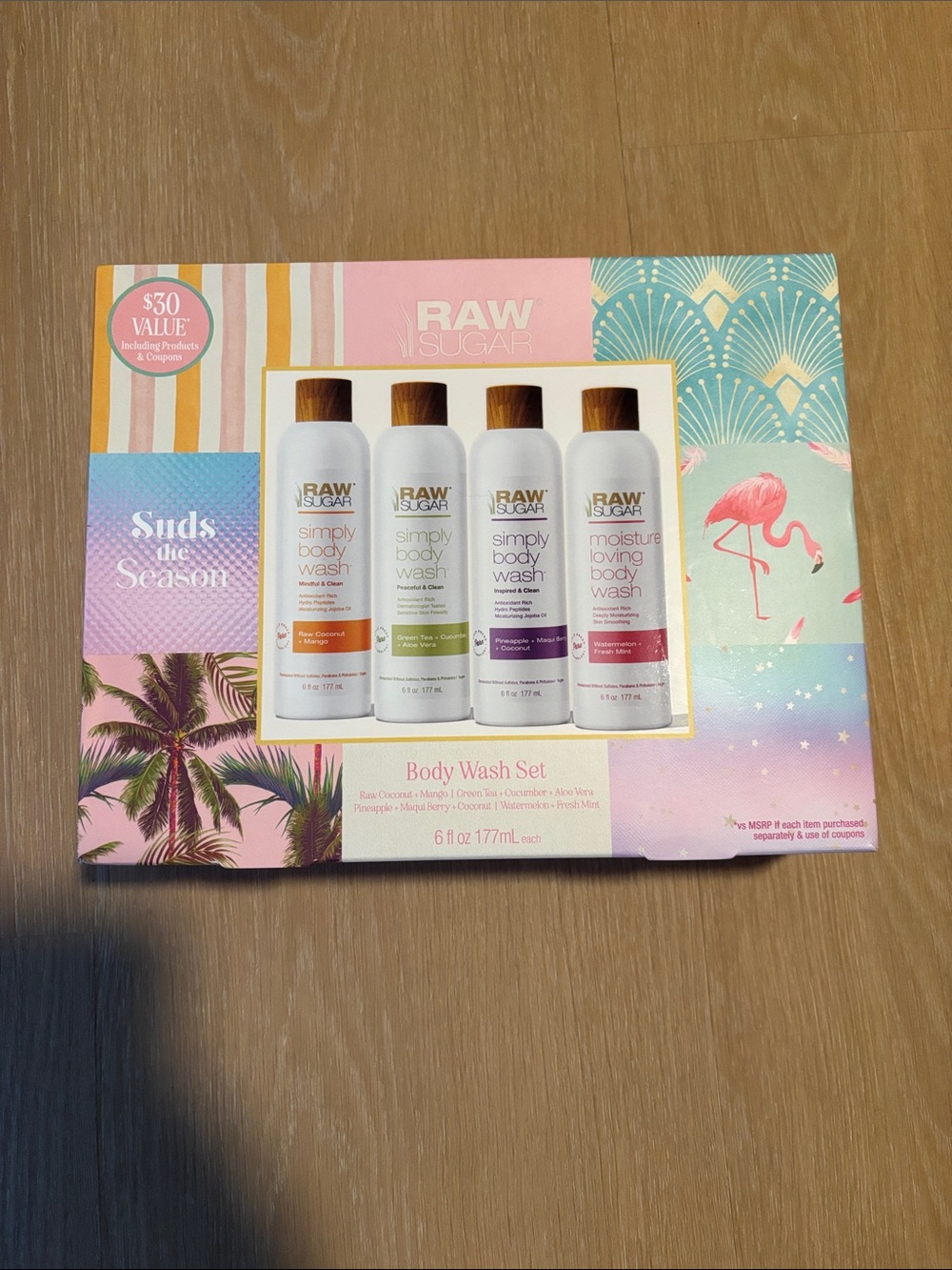 NIB Raw Sugar Suds the Season 4 Piece Body Wash Set